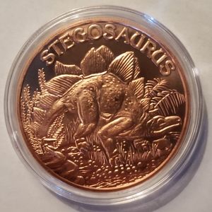 1 Ounce Copper Round Stegosaurus Dinosaur